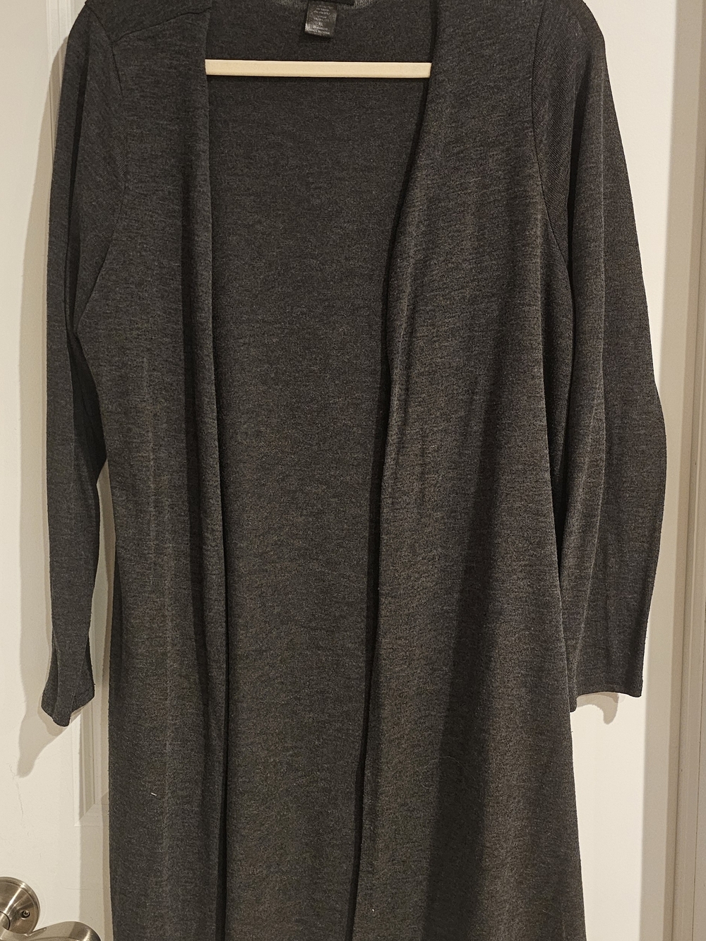 Longline Open-Front Blazer Jacket in Charcoal Gray - Women